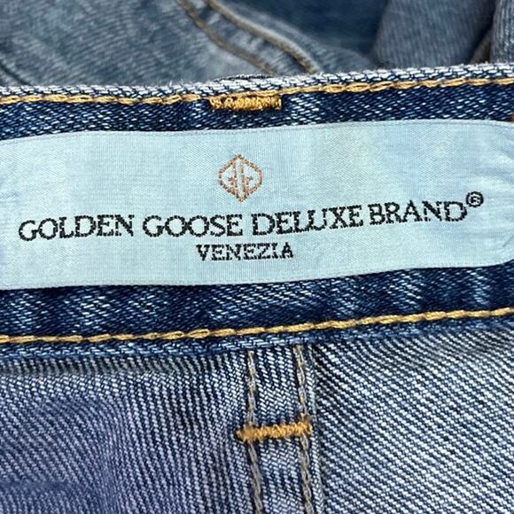 GGDB Golden Goose Women's Blue High Waisted Straight Cropped Denim Jeans Size 26 - Picture 5 of 7